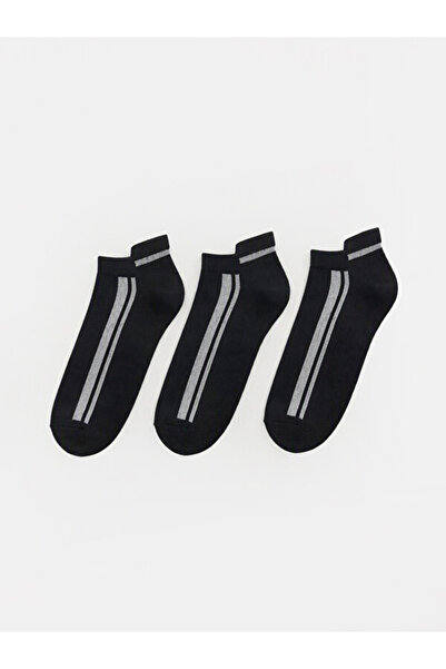 LC Waikiki Rmz Gi̇yi̇m Farkiyla Striped Men's Booties Socks 3-Pack