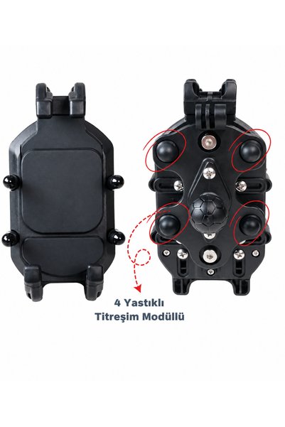 Zoli Titreşim Engelleyicili Tüm Motosikletlere Uyumlu Gidon ve Ayna Bağlantılı Telefon Tutucu,Aksiyon Kamera Bağlantılı