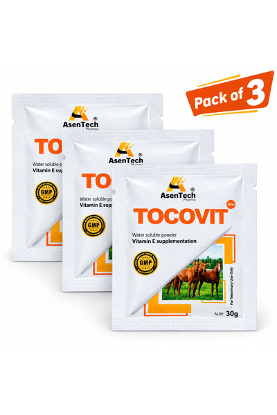 AsenTech TOCOVIT Vitamin E Powder for Horses | Pack of 3 | Immunity & Muscle Support | 30g