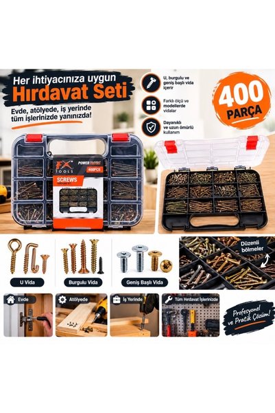 Magnotto Vida Çivi Dübel seti Karışık Vida Seti 400’Lü Ev Hırdavat Malzemeler...