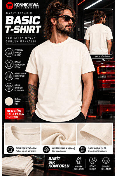 FG KONNİCHİWA Basic T-Shirt Tee Tshirt – 4 Color Options Casual Unisex Model ...
