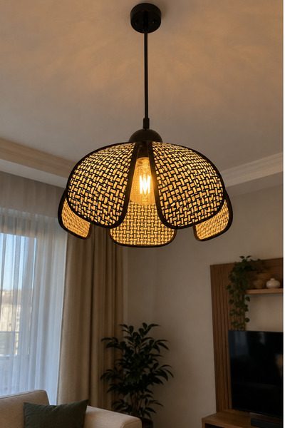 ZNEEL Doğal Şıklık 5 Yapraklı Sarkıt Avize Gold Metal Gövde E27 Duy 20 Cm Yük...
