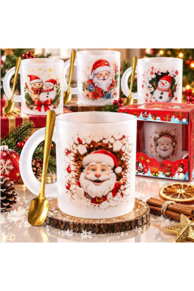 JML Arcopal Glass Mug 6/set, Christmas, with Gold Metal Spoon, Various Wholes...