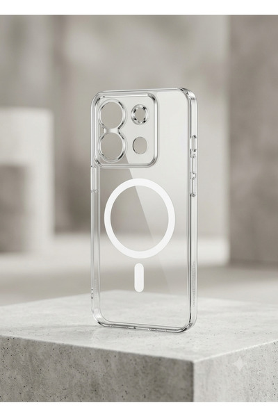 Redmi Note 13 Pro 4G Uyumlu Kılıf. Kamera Korumalı Mika sararmaz magsafe özellikli sert şeffaf yapılı Telefon Kılıfı