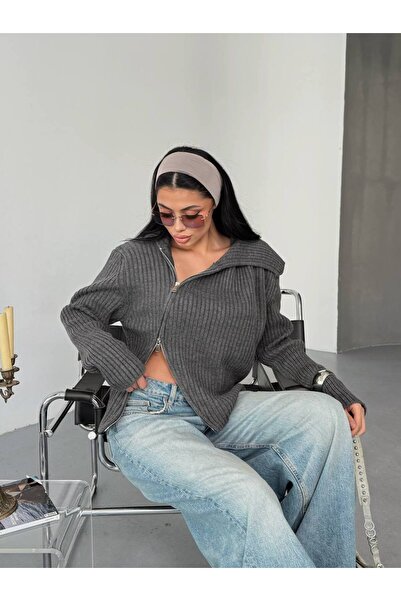 LB Laluna Butik Women's Zippered Sweater