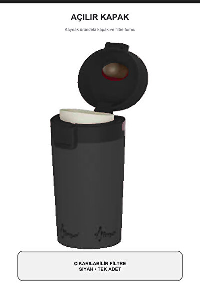 Penguen KAHVE TERMOS BARDAK MUG (380 ML) FLİP ÇELİK KAPAK