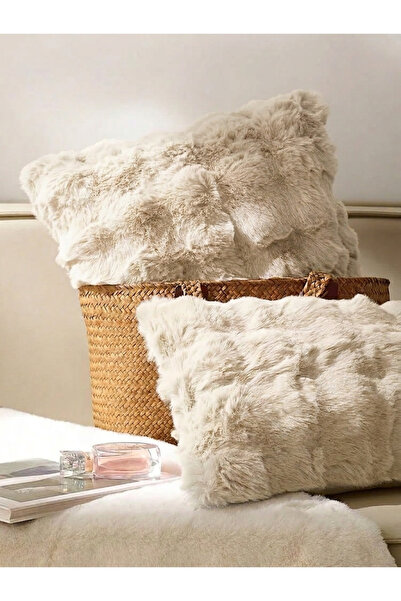 baladı home ev tekstil home collection 2li Lüks Peluş Kırlent Kılıfı - Kare v...