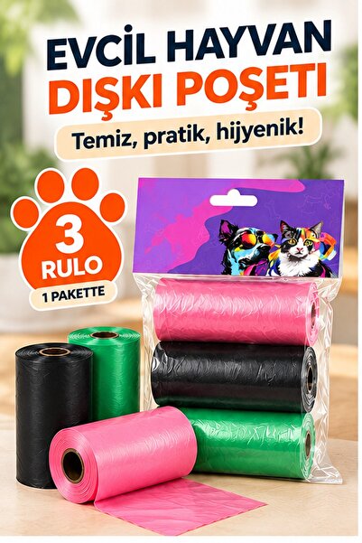 Kurtbay Şekil Kedi Köpek Kaka Poşeti 3 Rulo Evcil Hayvan Dışkı Poşeti Hijyeni...