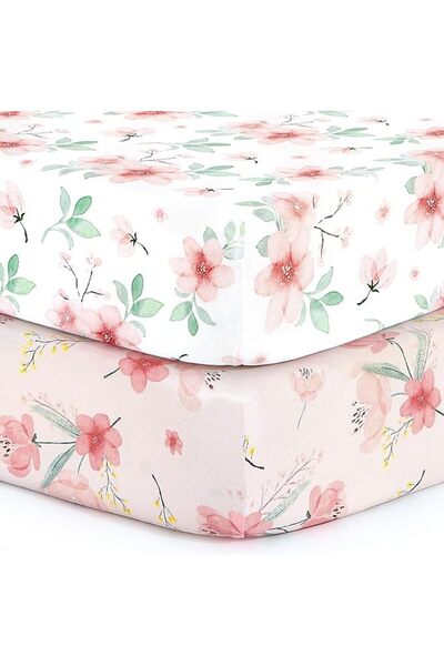 GENERAL Baby Stretchy Crib Sheets Set with Conveniently Packable Changing Pad...