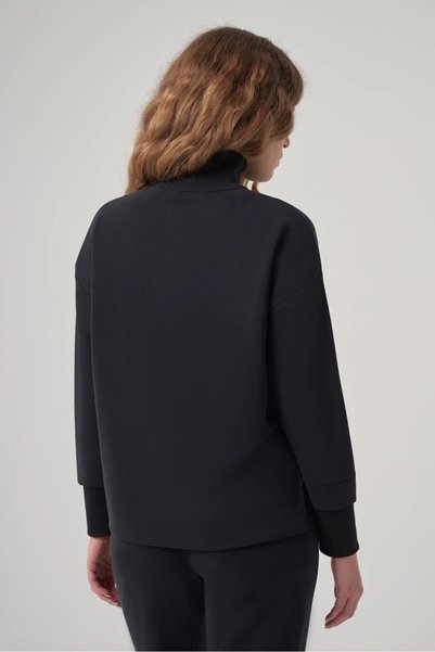 wellwe DENVERO Kadın Siyah Modal Dik Yaka Fermuarlı Sweatshirt
