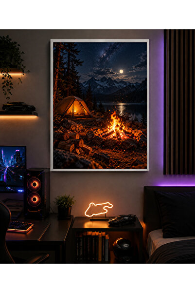 Miutic Print Studio Tablou decorativ „Noaptea lângă foc”, Tablou premium cu c...