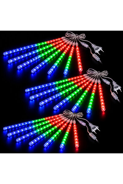 Welora Set 3 Instalatii Luminoase de Craciun, Model Ploaie de Meteori, 24 Tur...