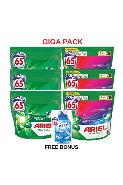 Ariel Pachet 390 Capsule Detergent Rufe, 6 x 65 capsule (3XColor, 3xMS) + Len...