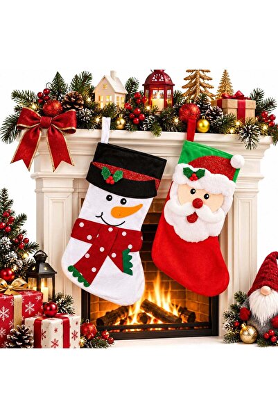 JML Cizmă decorativă de Crăciun, set de 12, 43x23x19cm, cu agățătoare, divers...