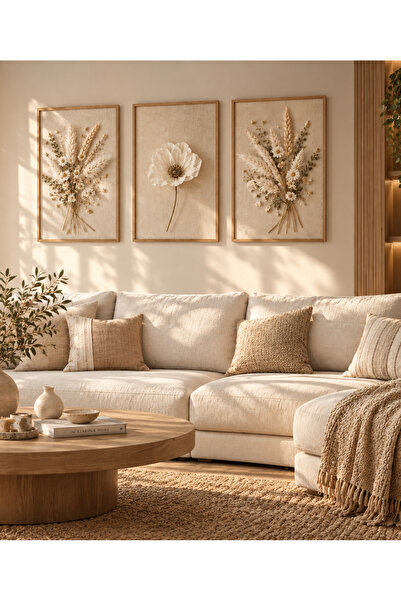 avm19 Çerçeve Görünümlü Soft Papatya Tablo 3lü