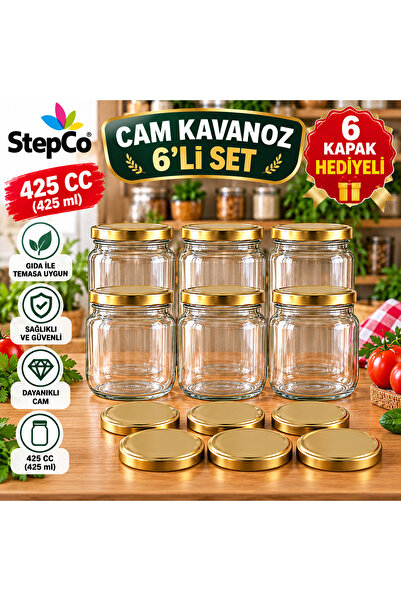 StepCo 6-Pack 425 Cc Glass Jar with Lid Gift Set for Jam and Spice Storage