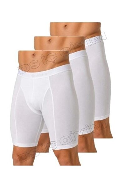 Yıldız Çamaşır 160 Men's Modal Long White Boxer Shorts 3 Pieces