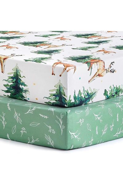 GENERAL Baby Stretchy Crib Sheets Set with Conveniently Packable Changing Pad...