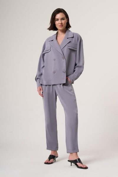 wellwe CRESY Kadın Gri Tencel Oversize Ceket