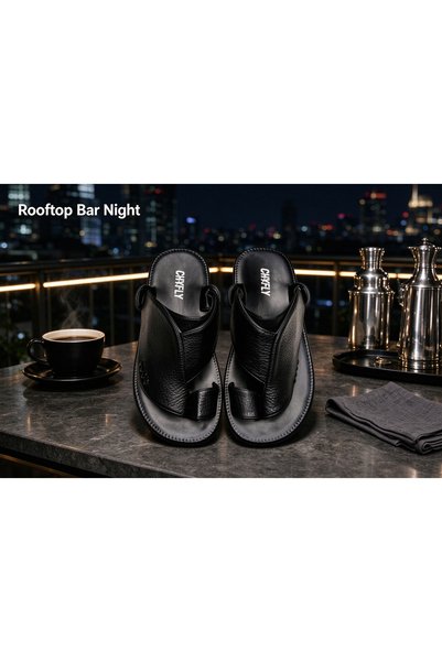 Huanhuan Shoe صنادل رجالية للعمل والمكتب من الجلد الطبيعي، نعال سميكة مقاومة ...