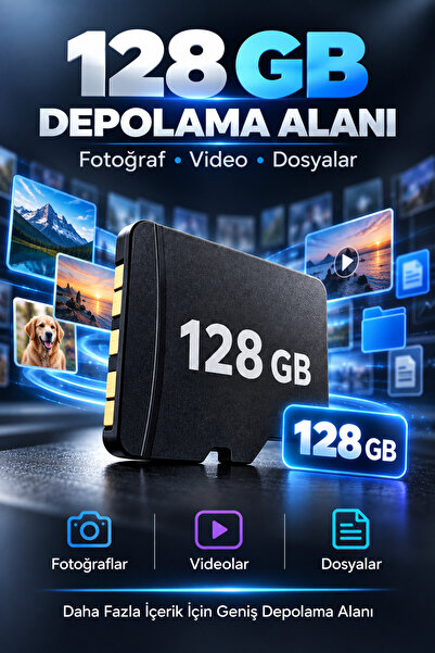 GoMarkt 128 GB Micro SD Hafıza Kartı SD Adaptörlü Yüksek Kapasiteli Bellek Kartı