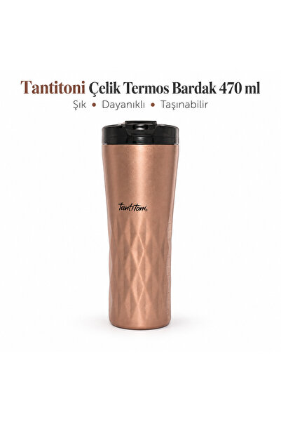 Tantitoni 470 ml Paslanmaz Çelik Termos Bardak Rose Gold