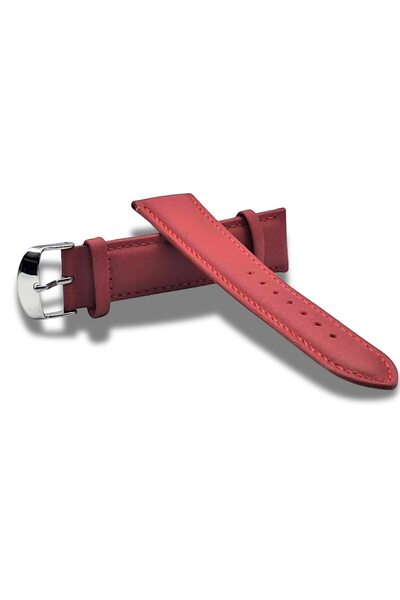 OEM Curea elegantă de ceas din piele roșie de 16mm cu cataramă argintie