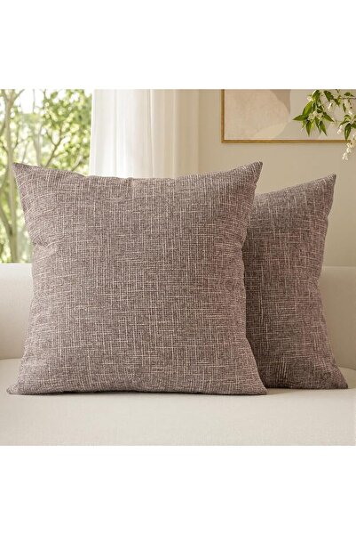 a moment Set of 2 Black Linen Decorative Throw Pillow Covers 50 x 50 CM Farmh...