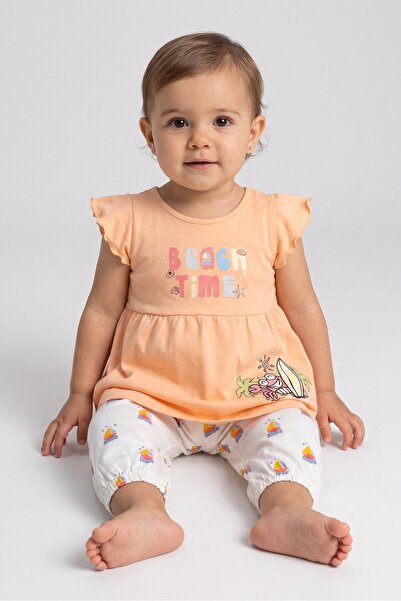 AIKO Toddlers Girl 2 Pcs Graphic Print Dress And Bottom Set, Multicolor