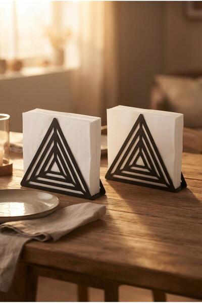LAZORİAE 2-Piece Triangle Metal Napkin Holder, Kitchen Napkin Holder, Black D...