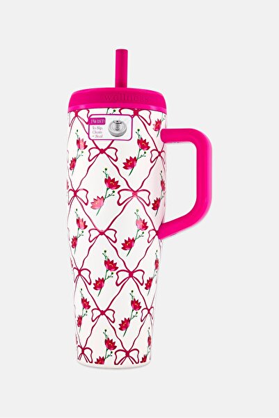 wellness Insulated Floral Print Stainless Steel Tumbler With Side Handle 1180...