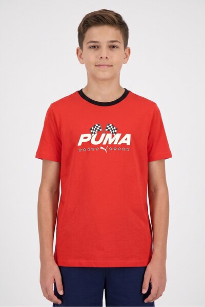 Puma Kids Boy Sportswear Fit Short Sleeve Outdoor T-Shirt, Red