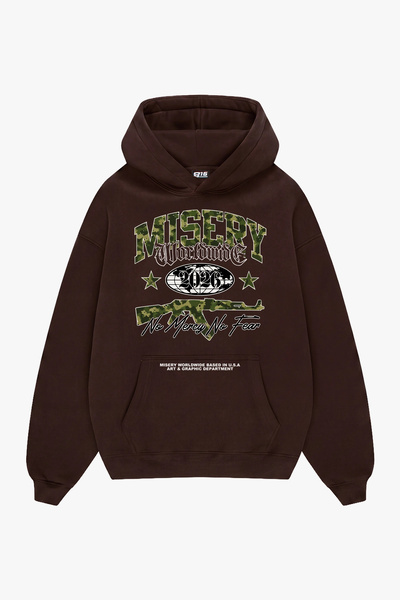 Sekizbiraltı Misery Worldwide Printed Oversize Unisex Brown Hoodie