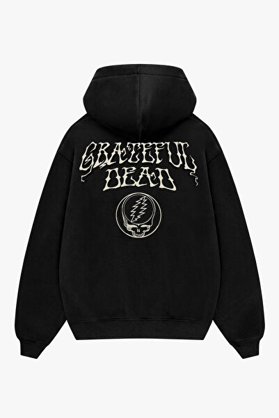 Sekizbiraltı Grateful Bowie Printed Black Oversize Unisex Hoodie