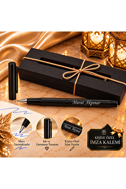 KARHEDİYE Kişiye Özel Siyah Metal Roller Kalem – İsim Yazılı Premium Kalem ve...