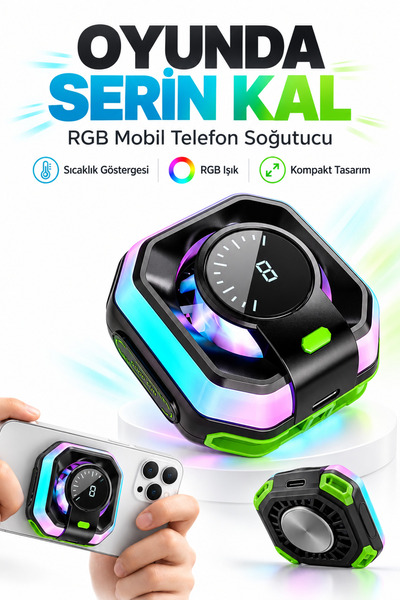 Pro Dijital Ekranlı Manyetik Telefon Soğutucu Fan Yarı İletken RGB Gaming Radyatör