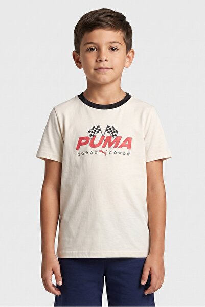 Puma Kids Boy Sportswear Fit Short Sleeve Outdoor T-Shirt, Beige