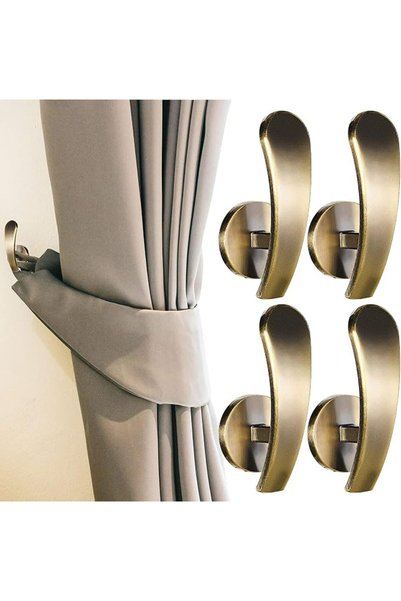 GENERAL Furge 4 Pieces Curtain Holdback,Wall Mounted Hooks Drapery Tiebacks w...