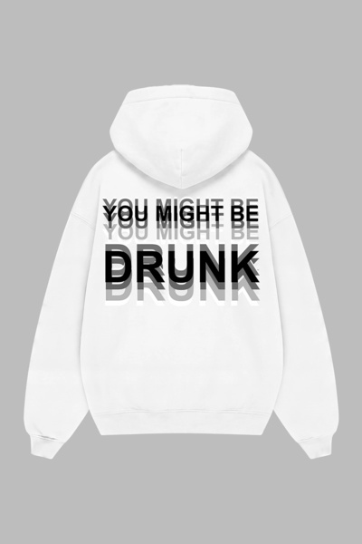 Sekizbiraltı هودي أسود كبير الحجم مطبوع عليه Be Drunk باللون الأسود للجنسين