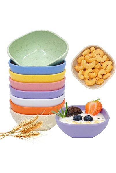 AZONEE Cereal Bowls, 8Pcs Wheat Straw Fiber Lightweight Bowl Sets, Modern Sty...
