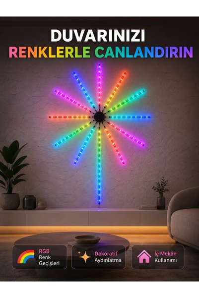 EGE YAPI RGB LED Duvar Aydınlatması Telefon Kontrollü Dekoratif Ortam Işığı