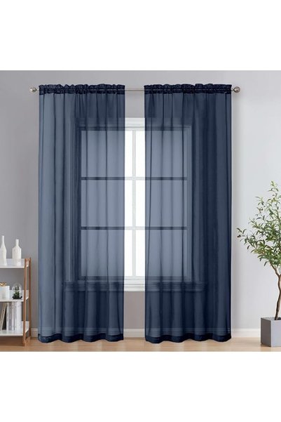 OVZME Bedroom Curtains 2 Panel Sets 84" Inch Length - Transparent Light Weigh...