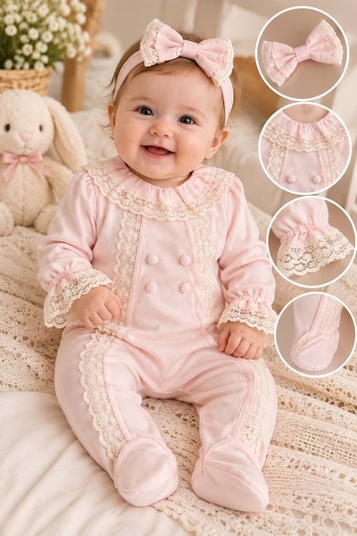 gültekin bebe Aura Baby Çift Çiçek Bahçivan Kız Tulum 3-9 Aylık -BA1175290 - ...