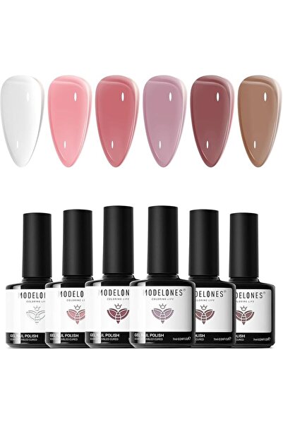 modelones Store مجموعة طلاء أظافر جل وردي من موديلونز، 6 ألوان، ألوان وردية س...