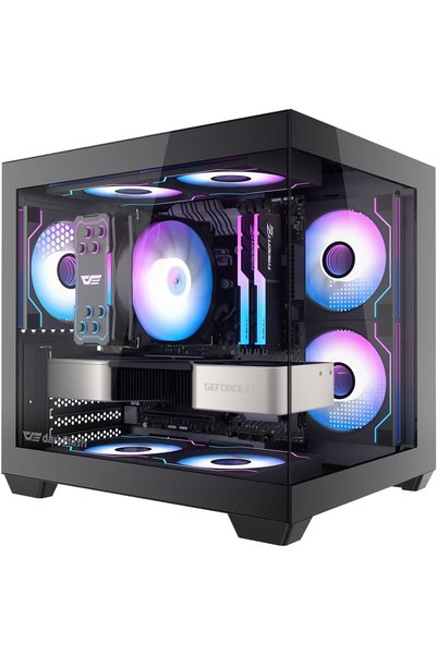 darkFlash ATX Computer Case with 3 PWM ARGB Fans, Dual Full Tempered Glass Di...