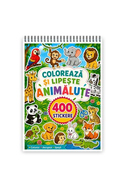 Legendary Gifts Colorează și lipește – 400 de stickere cu animăluțe, format: A4