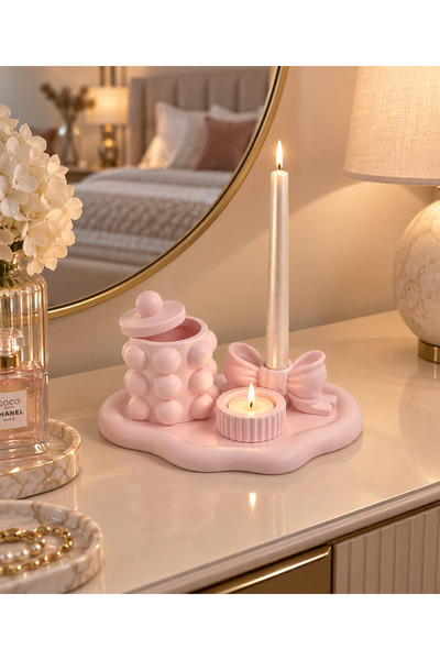 Volin Home Dekor Bulut Tepsi 4 lü Tasarım Mum Seti Bubble Kotu Dekoratif Orga...