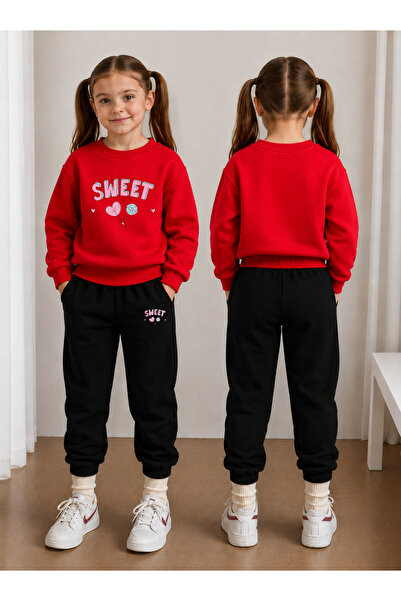 LORVEX Crew Neck Sweatshirt Tracksuit Set for Girls, 2-Piece Printed Top and ...