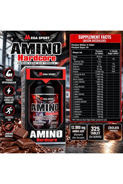 MEGA Sport Amino Hard.core – Chocolate – 325 Tablet / 54 Servis