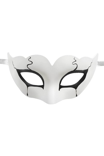 DD SHOP Masca Deghizare Carnaval Dama Polyresin Alba cu Detalii Negre